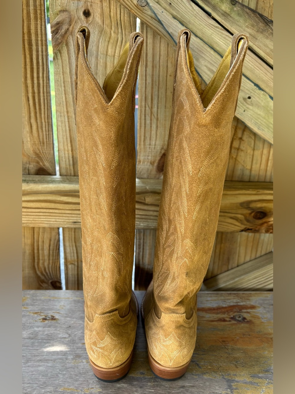 JRC & Sons Bootmakers Nancy Sand Suede Snip Toe Tall Western Boots Size 7B - Picture 5 of 16